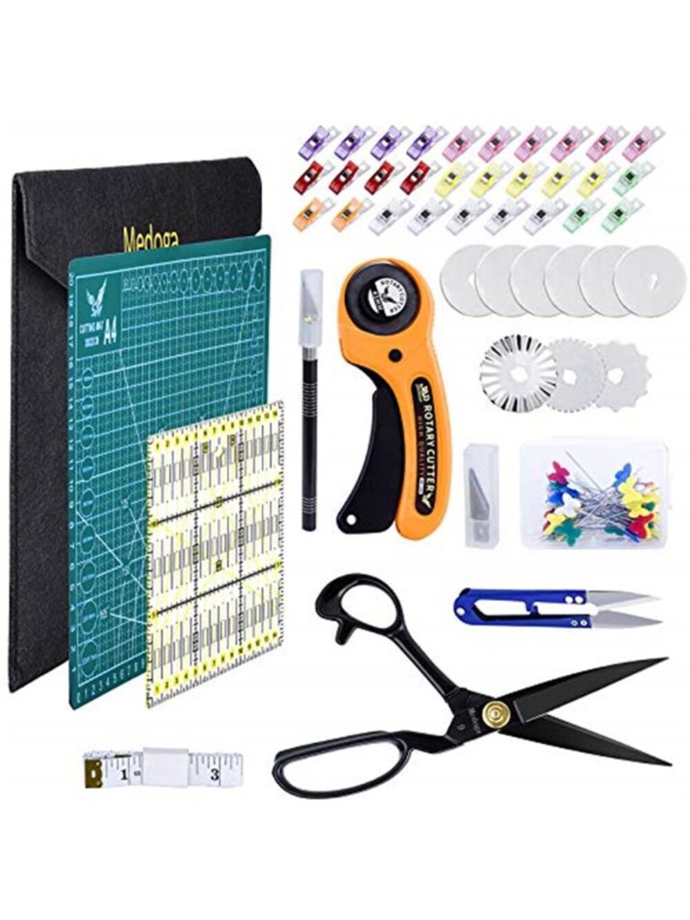 104Pcs Rotary Cutters, Rotary Cutter Set with Cutting Mat, Patchwork Ruler